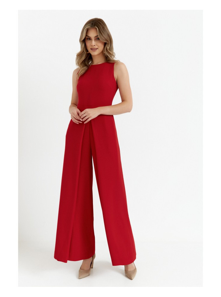 .K184 Plačios kelnės kombinezonas - raudona