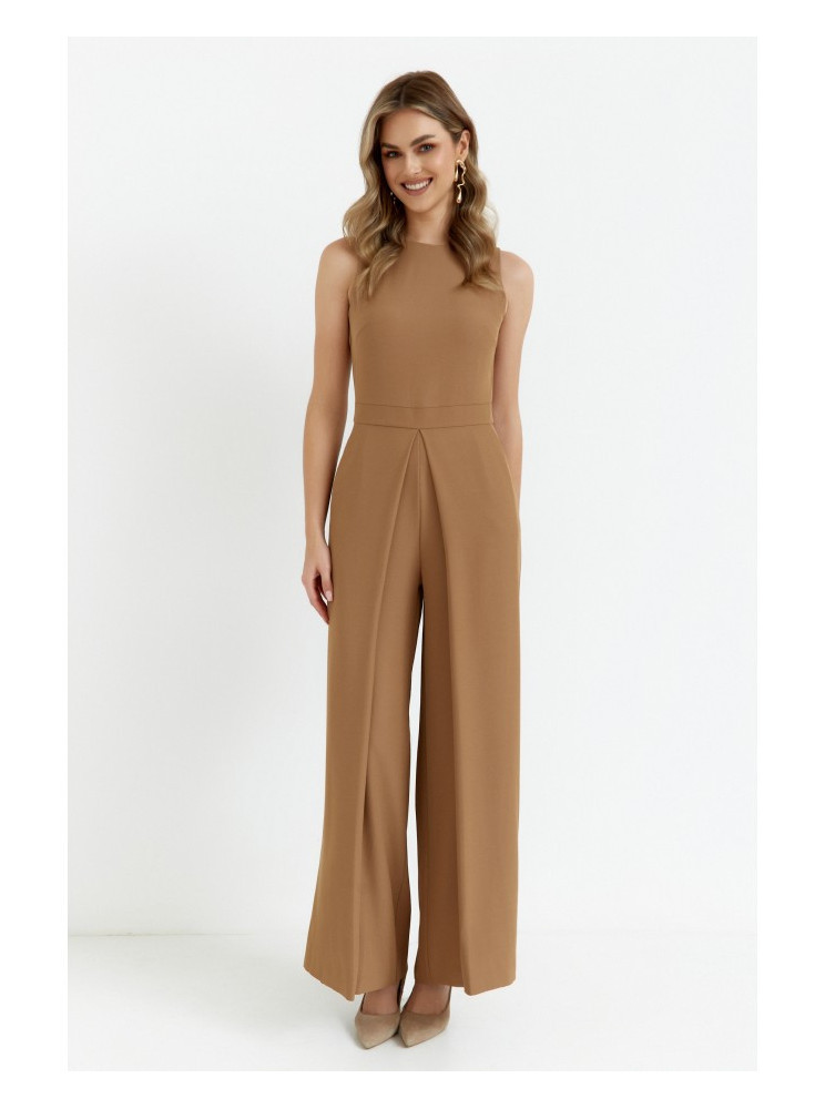 .K184 Plačios kelnės kombinezonas - smėlio