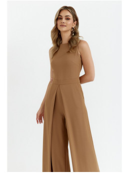 .K184 Plačios kelnės kombinezonas - smėlio