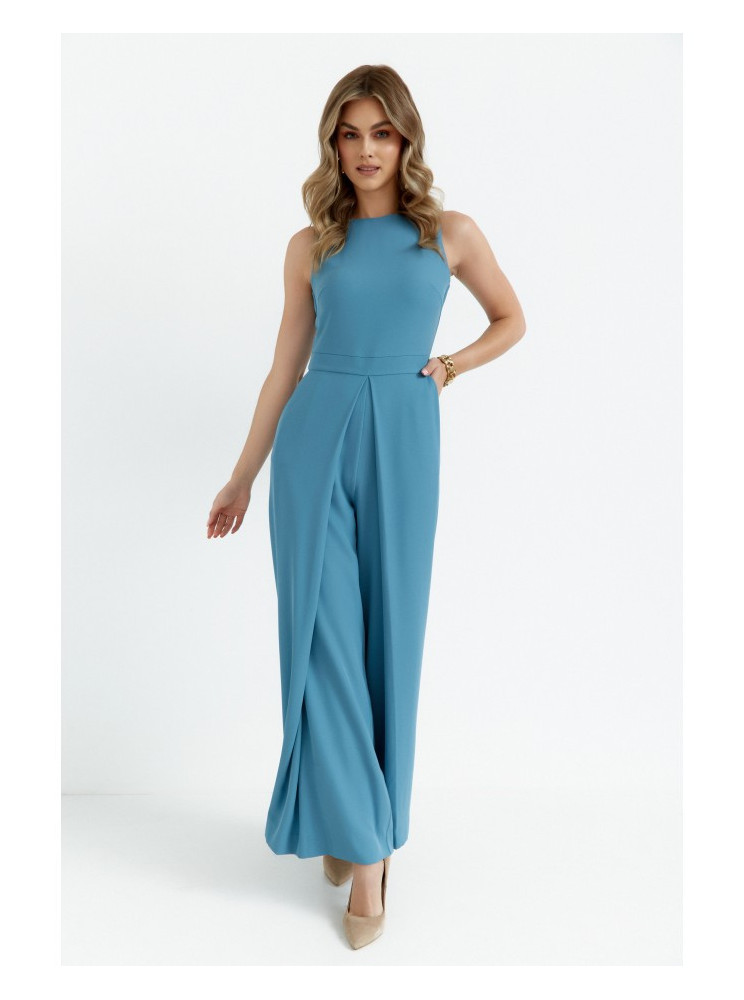 .K184 Plačios kelnės kombinezonas - dangaus mėlyna