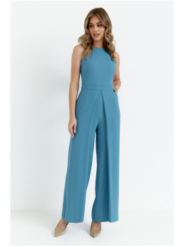 .K184 Plačios kelnės kombinezonas - dangaus mėlyna