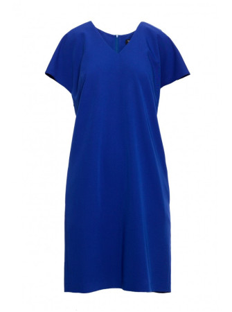 S392 Laisvo silueto suknelė V formos iškirpte - karališka mėlyna