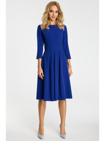 M335 Dress with box pleat in front - royal blue