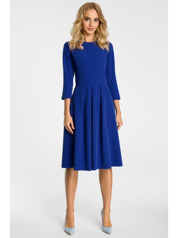 M335 Dress with box pleat in front - royal blue
