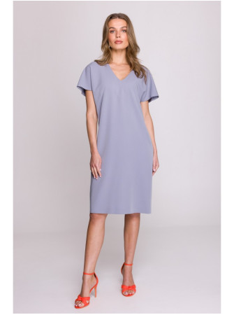 S392 Laisvo stiliaus suknelė V formos iškirpte - dove grey