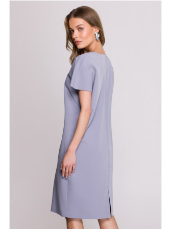 S392 Laisvo stiliaus suknelė V formos iškirpte - dove grey