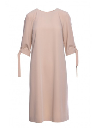 S393 A silueto suknelė surišamomis rankovėmis - smėlio