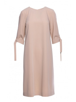 S393 A silueto suknelė surišamomis rankovėmis - smėlio