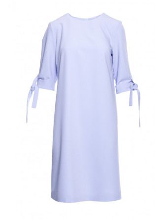 S393 A silueto suknelė surišamomis rankovėmis - šviesiai mėlyna