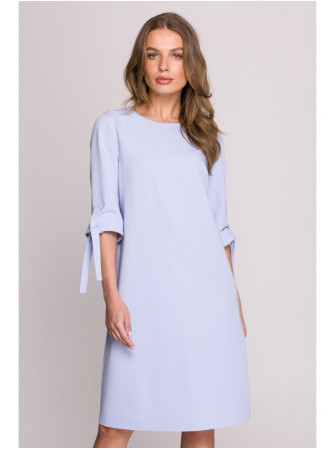 S393 A silueto suknelė surišamomis rankovėmis - šviesiai mėlyna