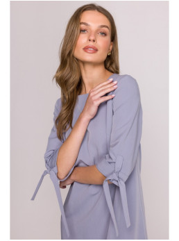 S393 A silueto suknelė su raišteliais ant rankovių - dove grey