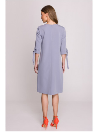 S393 A silueto suknelė su raišteliais ant rankovių - dove grey