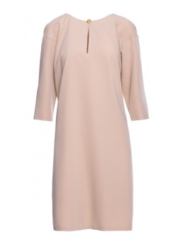 S394 Laisvo stiliaus suknelė su rakinės skylutės iškirpte - smėlio