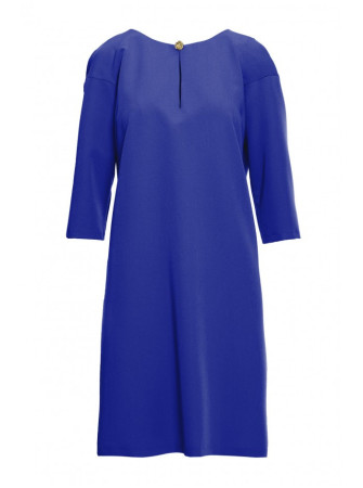 S394 Laisvo silueto suknelė su rakinės skylutės iškirpte - karališka mėlyna