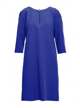 S394 Laisvo silueto suknelė su rakinės skylutės iškirpte - karališka mėlyna