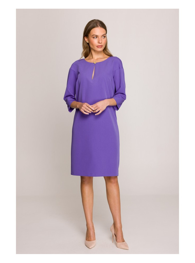 S394 Laisvo silueto suknelė su rakinės skylutės iškirpte - violetinė