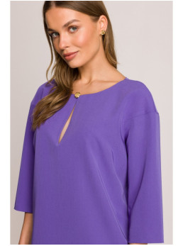 S394 Laisvo silueto suknelė su rakinės skylutės iškirpte - violetinė