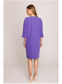 S394 Laisvo silueto suknelė su rakinės skylutės iškirpte - violetinė