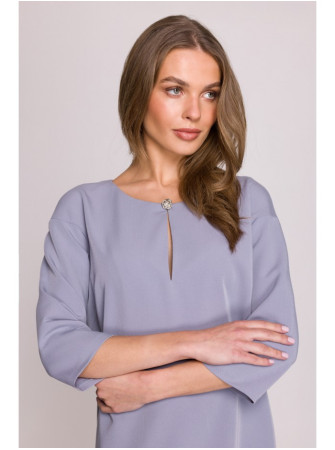 S394 Laisvo silueto suknelė su rakinės skylutės iškirpte - dove grey