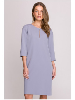 S394 Laisvo silueto suknelė su rakinės skylutės iškirpte - dove grey