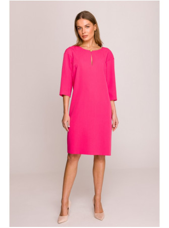S394 Laisvo stiliaus suknelė su iškirpte-rakto skylute - rožinė