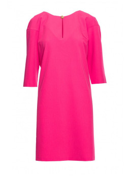 S394 Laisvo stiliaus suknelė su iškirpte-rakto skylute - rožinė