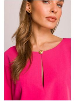 S394 Laisvo stiliaus suknelė su iškirpte-rakto skylute - rožinė