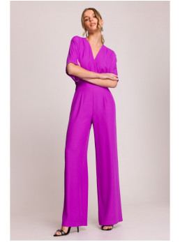 S395 Plataus kirpimo kombinezonas su susiaučiamu kaklu - levandų