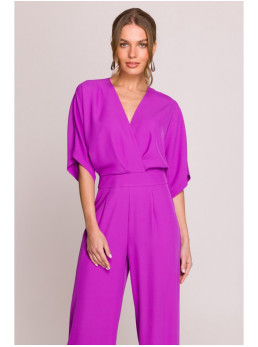 S395 Plataus kirpimo kombinezonas su susiaučiamu kaklu - levandų