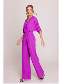 S395 Plataus kirpimo kombinezonas su susiaučiamu kaklu - levandų