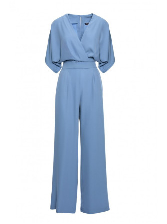 S395 Platus kombinezonas su apjuosiančia iškirpte - dangaus mėlyna