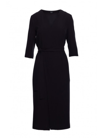 S396 Surišama vidutinio ilgio suknelė - juoda