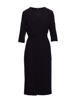 S396 Midi ilgio suknelė su apjuosimo detale - juoda