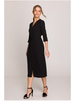 S396 Surišama vidutinio ilgio suknelė - juoda