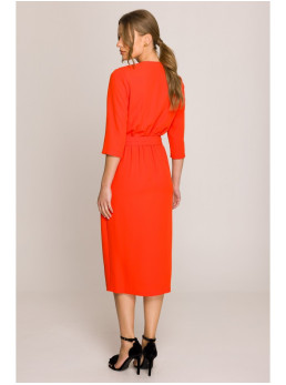 S396 Siaučiama midi ilgio suknelė - koralinė