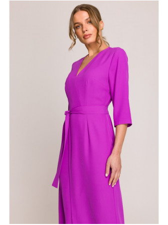 S396 Vidutinio ilgio suknelė su klostėmis - levandų