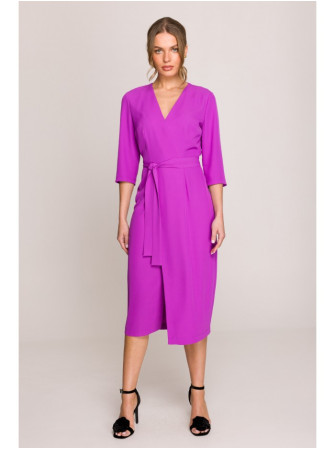 S396 Vidutinio ilgio suknelė su klostėmis - levandų