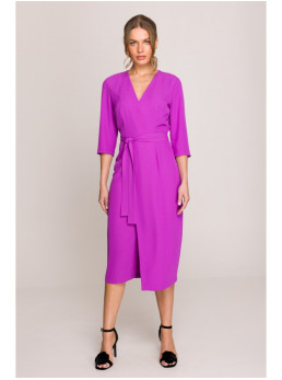 S396 Vidutinio ilgio suknelė su klostėmis - levandų