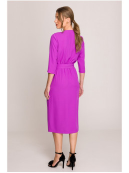 S396 Vidutinio ilgio suknelė su klostėmis - levandų