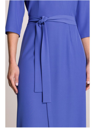 S396 Midi ilgio suknelė su apjuosimo detale - mėlyna