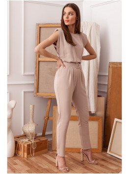 S259 Sleeveless jumpsuit with padded shoulders - beige