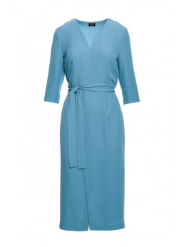 S396 Midi ilgio suknelė su klostėmis - dangaus mėlyna