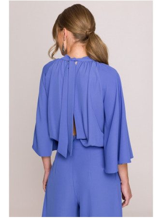 S397 Plačiarankoviai kombinezonas atvira nugara - mėlyna