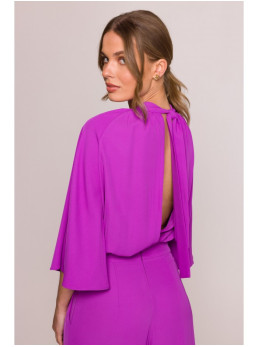 S397 Plataus silueto kombinezonas atvira nugara - levandų