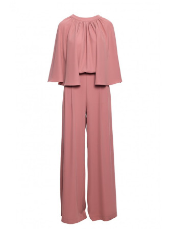 S397 Plataus silueto kombinezonas atvira nugara - rožių