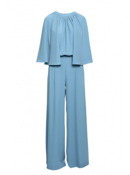 S397 Kombinezonas plačiomis rankovėmis ir atvira nugara - dangaus mėlyna