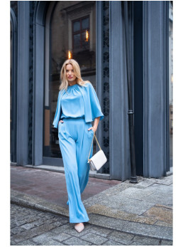 S397 Plačiarankoviai kombinezonas atvira nugara - dangaus mėlyna