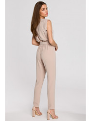 S259 Sleeveless jumpsuit with padded shoulders - beige