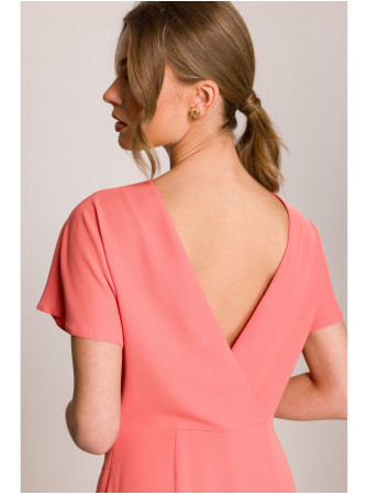 S398 Pieštuko silueto suknelė su skeltuku - oranžinė