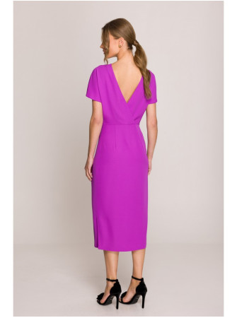 S398 Pieštuko silueto suknelė su skeltuku - levandų